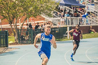 A Regent University athlete at a competition.