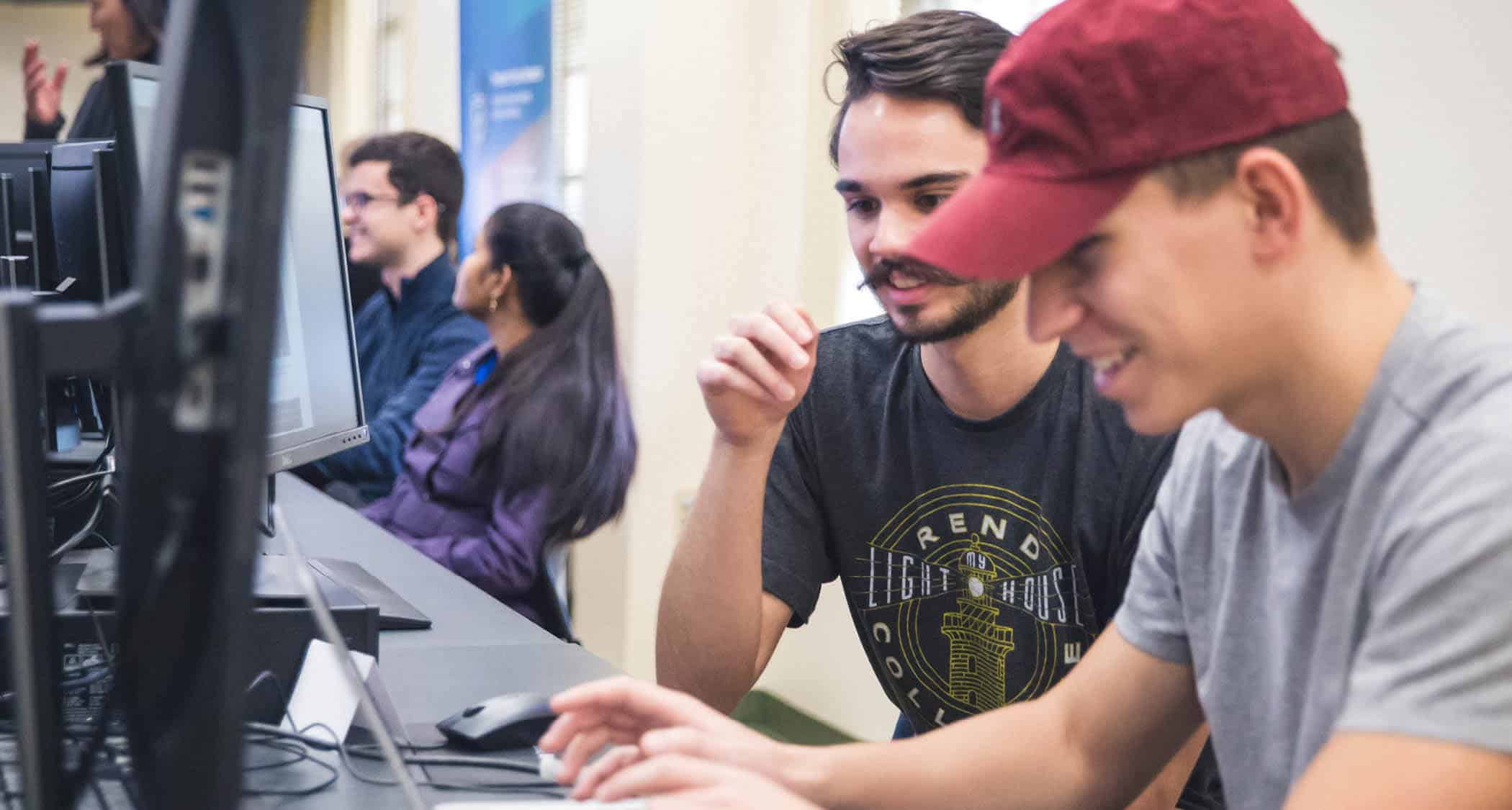 Students at the cyber lab of Regent University, Virginia Beach.